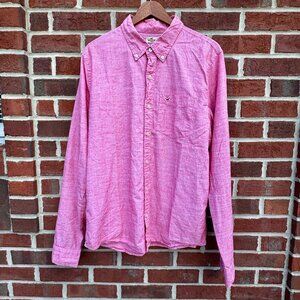 Hollister Poplin Button Down Shirt Mens XL Red Long Sleeeve Preppy